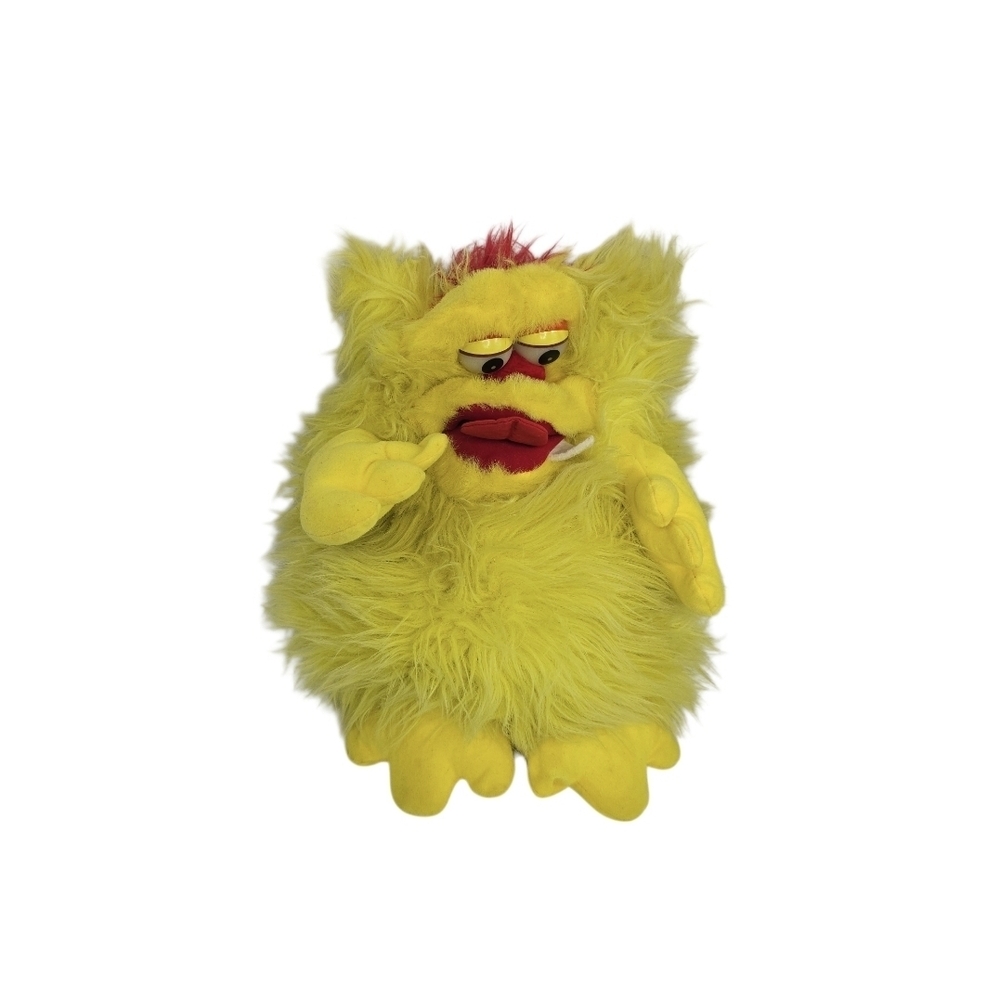 Vtg Yangjee Furbles Yellow Plush Stuffed Monster Hand Puppet Doll 1987 Pet Rare